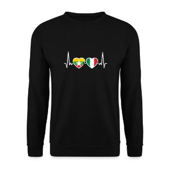 Myanmar Italy Vintage Heartbeat Flag Myanmare - Unisex Sweatshirt - black - Front - Alina (178cm) & Michal (187cm)