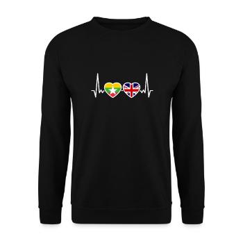 Myanmar UK heartbeat flag British Myanmare - Unisex Sweatshirt - black - Front - Alina (178cm) & Michal (187cm)