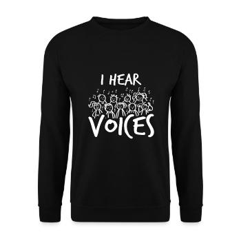 Professeur de chorale J’entends des voix Choriste drôle - Sweat-shirt Unisexe - noir - Devant - Alina (178cm) & Michal (187cm)