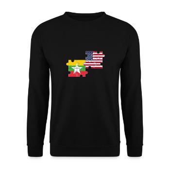 Myanmar USA Flag American Myanmare - Unisex Sweatshirt - black - Front - Alina (178cm) & Michal (187cm)