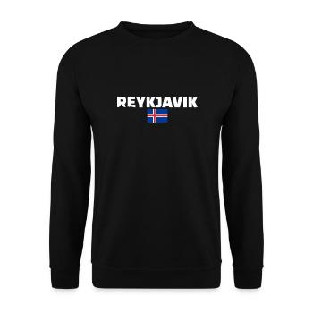 Île de Reykjavík Drapeau islandais vintage - Sweat-shirt Unisexe - noir - Devant - Alina (178cm) & Michal (187cm)