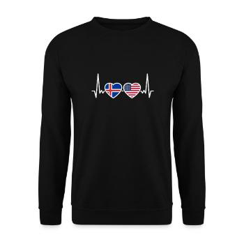 Islande USA Heartbeat Flag Islandais américain - Sweat-shirt Unisexe - noir - Devant - Alina (178cm) & Michal (187cm)