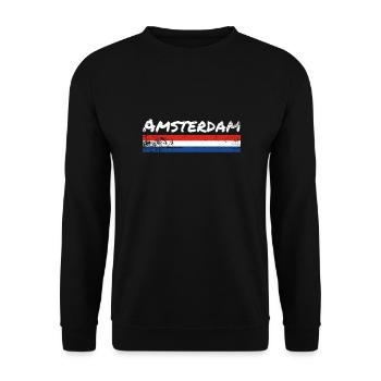 Amsterdam Netherlands Vintage Flag - Unisex Sweatshirt - black - Front - Alina (178cm) & Michal (187cm)