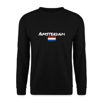 Amsterdam Netherlands Vintage Flag - Unisex Sweatshirt - black - Front - Alina (178cm) & Michal (187cm)