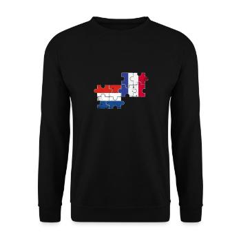 Niederlande Frankreich Vintage Flagge Niederländer - Unisex Pullover - Schwarz - Vorne - Alina (178cm) & Michal (187cm)