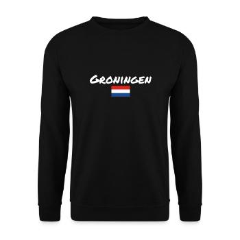 Groningen Niederlande Niederländische Flagge - Unisex Pullover - Schwarz - Vorne - Alina (178cm) & Michal (187cm)