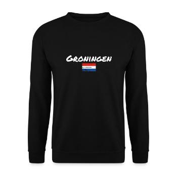 Groningue Pays-Bas Drapeau vintage - Sweat-shirt Unisexe - noir - Devant - Alina (178cm) & Michal (187cm)