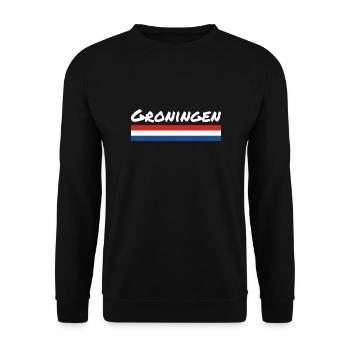 Groningen Niederlande Niederländische Flagge - Unisex Pullover - Schwarz - Vorne - Alina (178cm) & Michal (187cm)