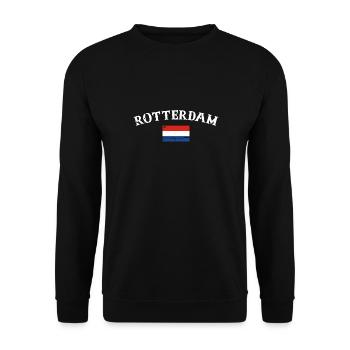 Rotterdam Niederlande Vintage Flagge - Unisex Pullover - Schwarz - Vorne - Alina (178cm) & Michal (187cm)