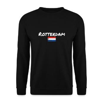 Rotterdam Niederlande Vintage Flagge - Unisex Pullover - Schwarz - Vorne - Alina (178cm) & Michal (187cm)