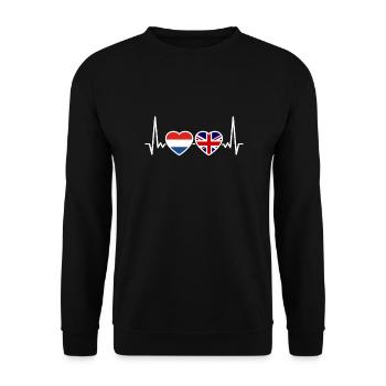 Pays-Bas Royaume-Uni Heartbeat Flag Néerlandais - Sweat-shirt Unisexe - noir - Devant - Alina (178cm) & Michal (187cm)