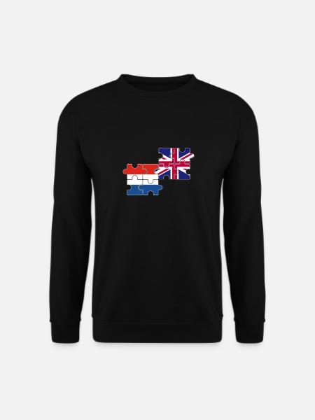 Holandia UK Flaga British Dutch - Bluza unisex - czarny