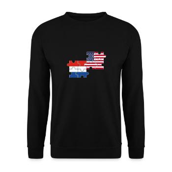 Niederlande USA Flagge Amerikaner Niederländer - Unisex Pullover - Schwarz - Vorne - Alina (178cm) & Michal (187cm)