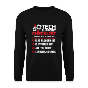 Funny Tech Support Checklist Helpdesk - Unisex Sweatshirt - black - Front - Alina (178cm) & Michal (187cm)