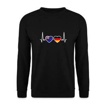 Nouvelle-Zélande Allemagne Heartbeat Flag - Sweat-shirt Unisexe - noir - Devant - Alina (178cm) & Michal (187cm)