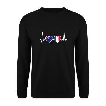 Nouvelle-Zélande France Heartbeat Flag - Sweat-shirt Unisexe - noir - Devant - Alina (178cm) & Michal (187cm)