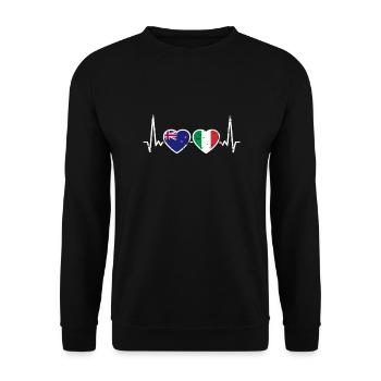 Nouvelle-Zélande Italie Vintage Heartbeat Flag - Sweat-shirt Unisexe - noir - Devant - Alina (178cm) & Michal (187cm)