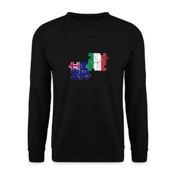 Neuseeland Italien Vintage Flagge Neuseeländer - Unisex Pullover - Schwarz - Vorne - Alina (178cm) & Michal (187cm)