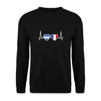 Nicaragua France Vintage Heartbeat Flag - Sweat-shirt Unisexe - noir - Devant - Alina (178cm) & Michal (187cm)
