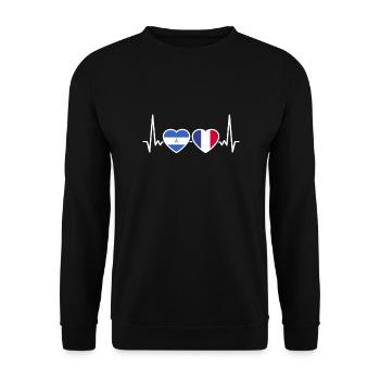 Nicaragua Frankreich Herzschlag Flagge - Unisex Pullover - Schwarz - Vorne - Alina (178cm) & Michal (187cm)
