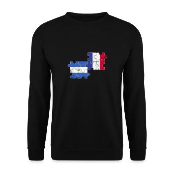 Nicaragua Frankreich Vintage Flagge Nicaraguaner - Unisex Pullover - Schwarz - Vorne - Alina (178cm) & Michal (187cm)