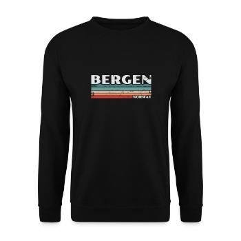 Bergen Norway Retro Vintage Norwegen Norwegisch - Unisex Pullover - Schwarz - Vorne - Alina (178cm) & Michal (187cm)