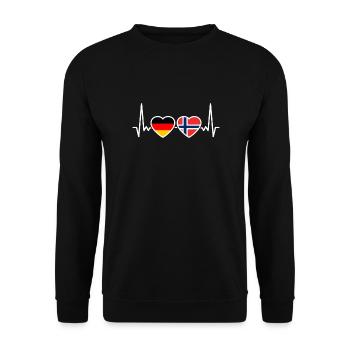Norwegen Deutschland Herzschlag Deutsch Norweger - Unisex Pullover - Schwarz - Vorne - Alina (178cm) & Michal (187cm)