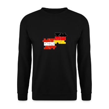 Österreich Deutschland Flagge Österreichische - Unisex Pullover - Schwarz - Vorne - Alina (178cm) & Michal (187cm)