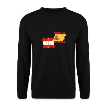 Österreich Spanien Flagge Spanisch Österreicher - Unisex Pullover - Schwarz - Vorne - Alina (178cm) & Michal (187cm)