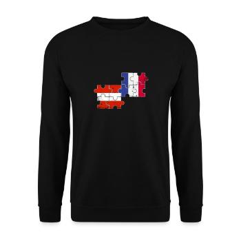 Austria France Vintage Flag Austrian - Unisex Sweatshirt - black - Front - Alina (178cm) & Michal (187cm)