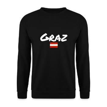 Graz Österreich Österreichisch Flagge Österreicher - Unisex Pullover - Schwarz - Vorne - Alina (178cm) & Michal (187cm)