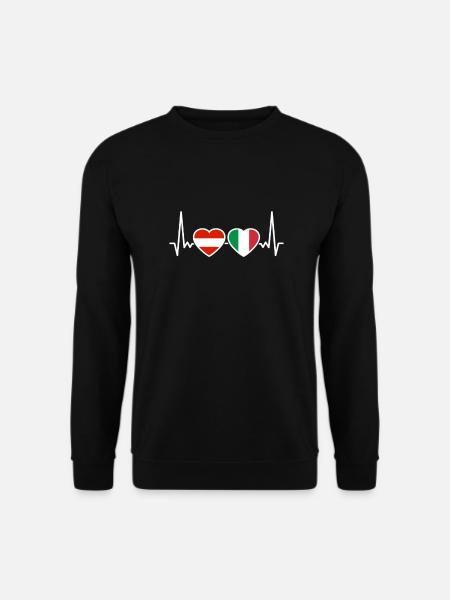 Austria Italy Heartbeat Flag Austrian - Unisex Sweatshirt - black