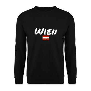 Wien Österreich Vintage Österreichische Flagge - Unisex Pullover - Schwarz - Vorne - Alina (178cm) & Michal (187cm)