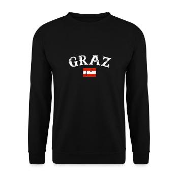 Graz Austria Vintage Flag Austrian - Unisex Sweatshirt - black - Front - Alina (178cm) & Michal (187cm)