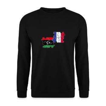 Libya France Vintage Flag Libyan - Unisex Sweatshirt - black - Front - Alina (178cm) & Michal (187cm)