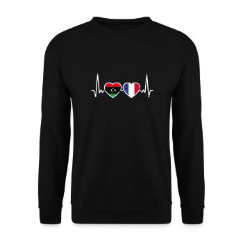 Libya France Vintage Heartbeat Flag Libyan - Unisex Sweatshirt - black - Front - Alina (178cm) & Michal (187cm)