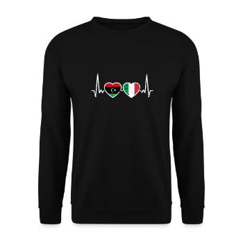 Libya Italy Vintage Heartbeat Flag Libyan - Unisex Sweatshirt - black - Front - Alina (178cm) & Michal (187cm)