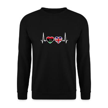 Libya UK Heartbeat Flag British Libyan - Unisex Sweatshirt - black - Front - Alina (178cm) & Michal (187cm)