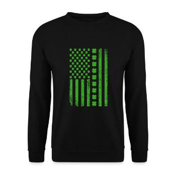 Irish American Shamrock Flag St Patricks Paddy - Unisex Sweatshirt - black - Front - Alina (178cm) & Michal (187cm)