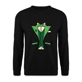 Leprechaun Smoking Patricks Day DIY Irisches Halloween - Unisex Pullover - Schwarz - Vorne - Alina (178cm) & Michal (187cm)