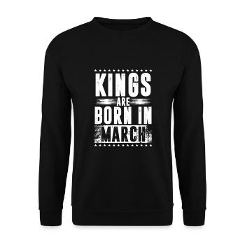 Les rois naissent en mars, mois du zodiaque, signe du zodiaque Poissons - Sweat-shirt Unisexe - noir - Devant - Alina (178cm) & Michal (187cm)