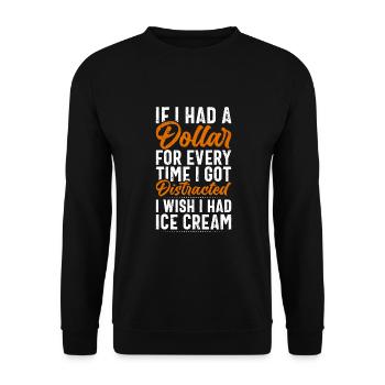 Wenn ich einen Dollar hätte, Eis - Unisex Pullover - Schwarz - Vorne - Alina (178cm) & Michal (187cm)