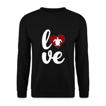 Tortue de mer amant Buffalo Plaid amour tortue - Sweat-shirt Unisexe - noir - Devant - Alina (178cm) & Michal (187cm)