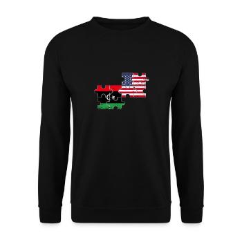 Libya USA Vintage Flag American Libyan - Unisex Sweatshirt - black - Front - Alina (178cm) & Michal (187cm)