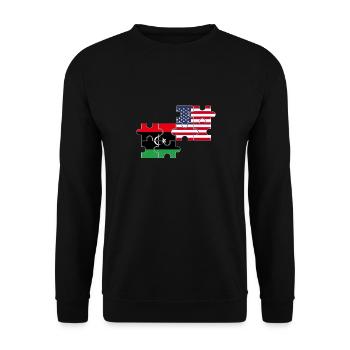 Libya, U.S., flag, American, Libyan - Unisex Sweatshirt - black - Front - Alina (178cm) & Michal (187cm)