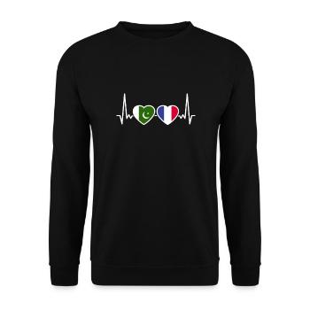 Pakistan France Heartbeat Flag Pakistani - Unisex Sweatshirt - black - Front - Alina (178cm) & Michal (187cm)