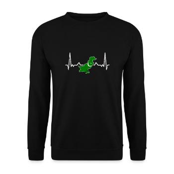 Pakistan Vintage Heartbeat Card Flag - Unisex Sweatshirt - black - Front - Alina (178cm) & Michal (187cm)