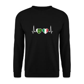 Pakistan Italy Vintage Heartbeat Flag - Unisex Sweatshirt - black - Front - Alina (178cm) & Michal (187cm)