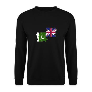 Pakistan UK Flag British Pakistani - Unisex Sweatshirt - black - Front - Alina (178cm) & Michal (187cm)