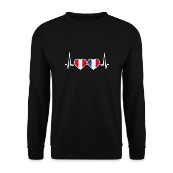 Pérou France Vintage Heartbeat drapeau péruvien - Sweat-shirt Unisexe - noir - Devant - Alina (178cm) & Michal (187cm)